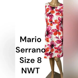 MARIO SERRANI dress, women size 8 . Multicolor, floral,sleeveless, back zip ,NWT